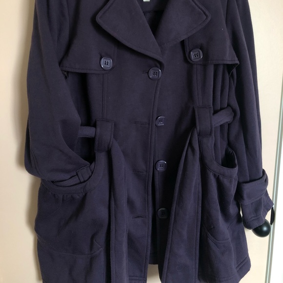Dark purple tie waist trench coat jacket - Picture 8 of 8